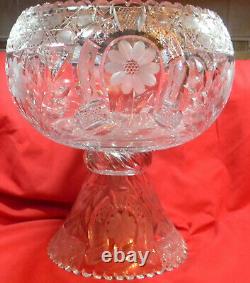 9 QT 1913 KUPFER Punch Bowl Cut Glass American Brilliant period horseshoe ABP