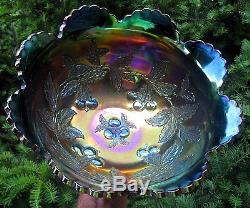 A Gorgeous Antique Dugan Many Fruits Pattern Carnival Glass Punch Bowl