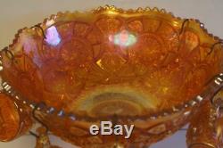 A Lovely Large Carnival Glass Punch Bowl, Stand And 7 Cups