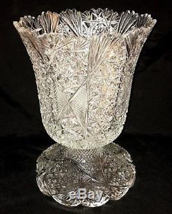 ABP American Brilliant Cut Crystal Glass French Compote Dessert Punch Bowl