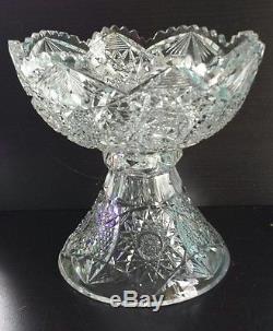 ABP American Brilliant Period Cut Crystal Star Diamond Straus Punch Bowl LARGE