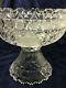 ABP American Brilliant Period Cut Etched Flower Glass Punch Bowl & Stand 10