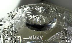 ABP American Brilliant Period Cut Glass Punch Bowl & Base Flashed Stars Hobstars