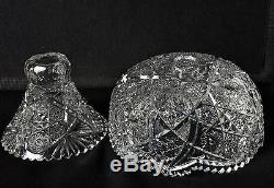 ABP American Brilliant Period Glass Punch Bowl & Cups Set glory Star Cut Pattern