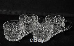 ABP American Brilliant Period Glass Punch Bowl & Cups Set glory Star Cut Pattern