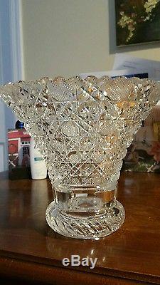 ABP American Brilliant Period Harvard Cut Glass Punch Bowl Crystal