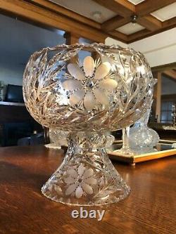 ABP Bowl American Brilliant Cut Glass Punch Bowl Fry Ivy or Ivy Variation