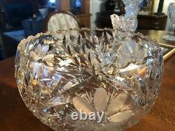 ABP Bowl American Brilliant Cut Glass Punch Bowl Fry Ivy or Ivy Variation
