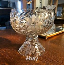 ABP Bowl American Brilliant Cut Glass Punch Bowl Fry Ivy or Ivy Variation