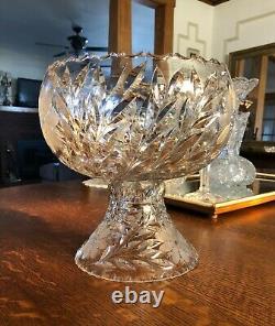 ABP Bowl American Brilliant Cut Glass Punch Bowl Fry Ivy or Ivy Variation