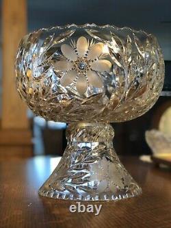 ABP Bowl American Brilliant Cut Glass Punch Bowl Fry Ivy or Ivy Variation