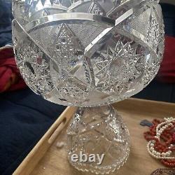 ABP CUT GLASS PUNCH BOWL ON STAND AMAZING PRICE VERY HEAVY Beautiful