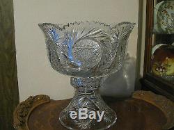 ABP Cut Glass Punch Bowl 13 1/2 t x 12 1/2 w Beautiful! SALE