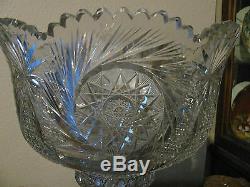 ABP Cut Glass Punch Bowl 13 1/2 t x 12 1/2 w Beautiful! SALE