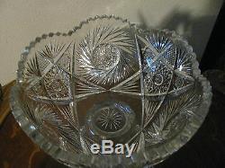 ABP Early 1900's Cut Glass Eggnog or Punch Bowl 8 3/4 t x 8 3/4 w SALE