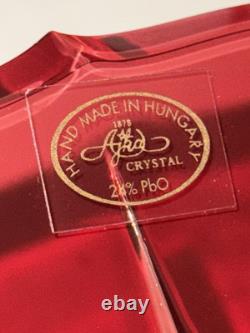 AJKA Hungarian Design Cut to Clear Crystal Large Flower Punch Bowl Ruby Red