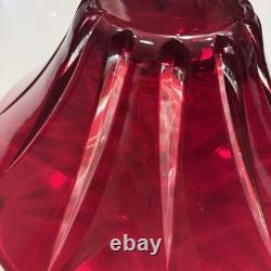 AJKA Hungarian Design Cut to Clear Crystal Large Flower Punch Bowl Ruby Red