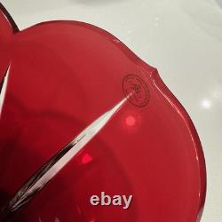 AJKA Hungarian Design Cut to Clear Crystal Large Flower Punch Bowl Ruby Red