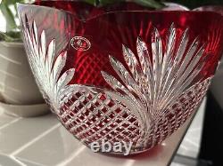 AJKA Hungarian Design Ruby Red Cut to Clear Crystal Large Punch Bowl