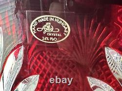 AJKA Hungarian Design Ruby Red Cut to Clear Crystal Large Punch Bowl