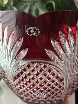 AJKA Hungarian Design Ruby Red Cut to Clear Crystal Large Punch Bowl