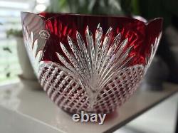 AJKA Hungarian Design Ruby Red Cut to Clear Crystal Large Punch Bowl