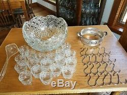 AMAZING! Gorgeous Vintage 41 Piece L. E SMITH GLASS DAISY & BUTTON PUNCH BOWL SET