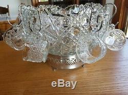 AMAZING! Gorgeous Vintage 41 Piece L. E SMITH GLASS DAISY & BUTTON PUNCH BOWL SET