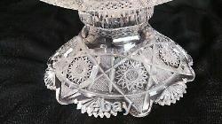 AMERICAN BRILLIANT (ABP) CUT GLASS PUNCH BOWL & STAND, c. 1880-1920 with LADLE