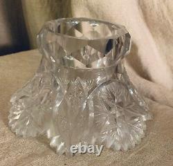 AMERICAN BRILLIANT CUT GLASS PUNCH BOWL & Pedestal ABP RAJAH BY PITKIN & BROOKS