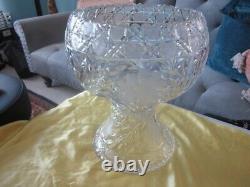 AMERICAN BRILLIANT Cut Glass 12 2 PC Pedestal Punch Bowl