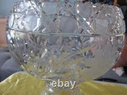 AMERICAN BRILLIANT Cut Glass 12 2 PC Pedestal Punch Bowl