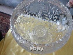 AMERICAN BRILLIANT Cut Glass 12 2 PC Pedestal Punch Bowl