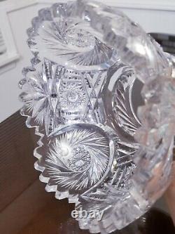 AMERICAN BRILLIANT Cut Glass Large Punch Footed Bowl & Base Pinwheel