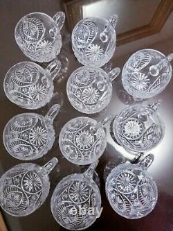 AMERICAN BRILLIANT Cut Glass Punch Cups 2 6/8 Set of 11pc
