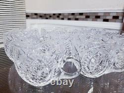 AMERICAN BRILLIANT Cut Glass Punch Cups 2 6/8 Set of 11pc