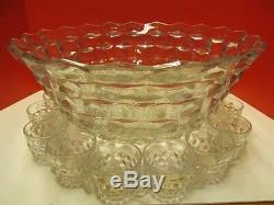 AMERICAN FOSTORIA 18 PUNCH BOWL with12 PUNCH CUPS