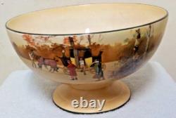 ANTIQUE -1906- Royal Doultonl Coaching Days PUNCH BOWL Smooth, Earthenware