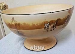 ANTIQUE -1906- Royal Doultonl Coaching Days PUNCH BOWL Smooth, Earthenware