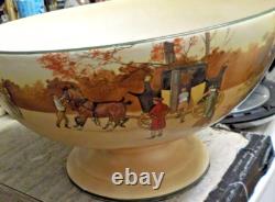 ANTIQUE -1906- Royal Doultonl Coaching Days PUNCH BOWL Smooth, Earthenware