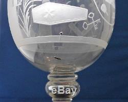 ANTIQUE EARLY 19th CENTURY VERY LARGE SYMBOLIC MASONIC PUNCH GLASS GOBLET BOWL