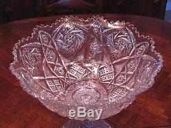 ANTIQUE IMPERIAL PRESSED GLASS PUNCHBOWL SET BOWL, STAND, 12 CUPS