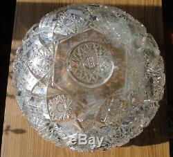 ANTIQUE LIBBY BRILLIANT CUT GLASS PUNCH BOWL on STAND