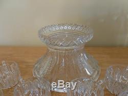 ANTIQUE Mardi Gras Pressed Glass Punch Bowl WithPedestal, 14 Cups. 14 Wide