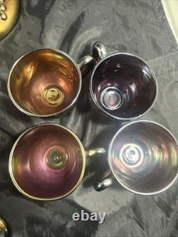 ANTIQUE NORTHWOOD GRAPE AND CABLE CARNIVAL GLASS 10 PC PUNCH SET 8 Cups Vintage