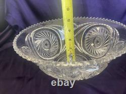 ANTIQUE Punch Bowl Set Hobstar Flower & Arches Imperial Glass Bowl & Stand