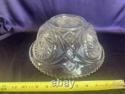 ANTIQUE Punch Bowl Set Hobstar Flower & Arches Imperial Glass Bowl & Stand