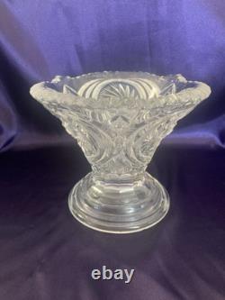 ANTIQUE Punch Bowl Set Hobstar Flower & Arches Imperial Glass Bowl & Stand