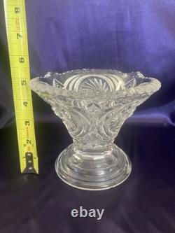 ANTIQUE Punch Bowl Set Hobstar Flower & Arches Imperial Glass Bowl & Stand