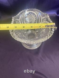 ANTIQUE Punch Bowl Set Hobstar Flower & Arches Imperial Glass Bowl & Stand